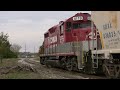 Train shoves across 4 lane freeway RJ Corman Wooster line RJC 4119 GP20