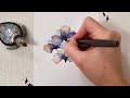 How to paint transparent layered flowers: real time floral watercolor painting in abstract style