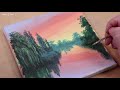 Sunset river and  boatman / Easy acrylic painting for beginners / PaintingTutorial