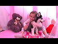 My super fun day with Baby Dolls and Dog, Sofia pretend play with toys for girls