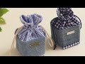 DIY Cute Small Denim and Printed Fabric No Zipper Bag Out of Old Jeans Fabric Remnants | Upcycle