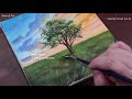 A tree in fantasy sunset/ Acrylic painting for beginners / PaintingTutorial