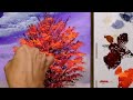 How to Paint a Charming Red Tree/  Acrylic Painting Technique on Canvas for Beginners