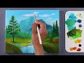 Acrylic Landscape Painting | Mountain River Painting | Easy for Beginners