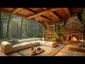 Calm Summer Jazz Relaxing Music at Cozy Living Room Ambience for Study, Work ☕ Rainy Day at Forest