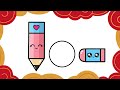 How to draw a Cute Pencil and Eraser Easy for Kids and Toddlers
