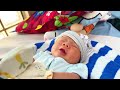 Six-day-old Phi-mean is so cute he looks at me when I make a video