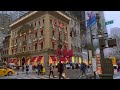 ⁴ᴷ NYC Winter Walk 2023 - Rainy Midtown Manhattan, Rockefeller Center, 5th Avenue & Times Square