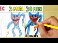 Drawing Huggy Wuggy in 30 Sec, 3 Min, 30 Min | Poppy Playtime Chapter 3
