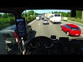 POV trucker wheel moving left and right am i going ahead