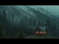 Rainy Foggy Evening | Forest View | Cozy Wooden Cabin | 🌧️🌲🏡