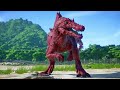 The Monster Spinosaurus vs. Yoshi Ceratosaurus & Rhino Dinosaurs Battle in Jurassic World Evolution