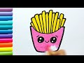 How to Draw cute and easy French Fries | Easy Drawing, Painting and Coloring for Kids & Toddlers