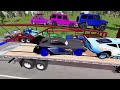 Double Flatbed Trailer Truck vs Speedbumps | Train vs Cars | Tractor vs Train | BeamNG.Drive #8