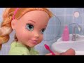 Elsa and Anna toddlers - LOL surprise dolls - bath time - evening routine - bedtime story