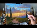 Easy Evening Landscape for Beginners. How to Paint an Evening Landscape