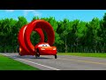 Mega pits with McQueen and Pixar Cars Vs Big & Small Lightning McQueen! BeamNG Drive Battle!