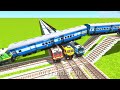 FULL SPEED WAG-9 HARDLY PUSHED ON THREE TRAINS FROM 10 FEET HEIGHT🔺Train Simulator | TrainsFun