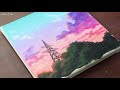 Purple Sunset / Acrylic painting for beginners / PaintingTutorial