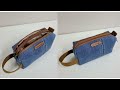 DIY  청바지 조각으로 두 칸 지퍼 가방 만들기/How to make a two-compartment zipper mini bag/청바지 리폼/Upcycling jeans/손가방