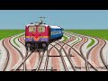 8 TRAINS CROSSING ON MIDX BRANCHED CUT RAILROAD TRACKS//TRAIN SIMULATOR CLASSIC 2009