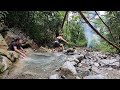 Single mother and young man have a fun picnic day together