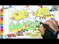 Learn to color ants, bees and snails | Easy Tutorial for Kids