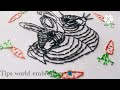 Rabbit and carrot hand embroidery  🐇🥕 | Outline embroidery 🪡 | Tips world embroidery 🧵