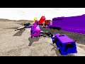 Double Flatbed Trailer Truck vs Speedbumps Train vs Cars Tractor vs Train Beamng Drive#25