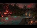 A Beautiful Golden Sunset By A Relaxing Private Pool | Soothing Water Sounds | Calming Waterfall