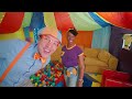 Blippi vs Meekah Build A Giant Box Fort with Ball Pit