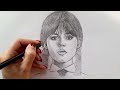 Drawn with Only ONE Pencil ! Pencil Portrait Drawing Tutorial / Drawing Wednesday Addams (Wednesday)