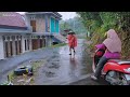 Heavy Rain in Rural Indonesia||Beautiful Atmosphere of Rural Indonesia||ASMR Raining Rain Sounds