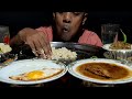 EATING EGG FRY, CHICKEN CURRY, VORTA, FISH CURRY,SALAD AND GREEN CHILLI MUKBANG SHOW !