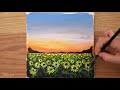 How to paint Sunflower Field 🌻 | Step by step Acrylic Painting #168