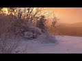 ❄️ Snowfall with Windy Wintry Sounds, Winter Ambience with Sunrise over Mountains ❄️ASMR