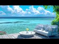 Beach Cafe Ambience - Bossa Nova Jazz Music & Ocean Waves Sounds For A Refreshing Start To The Day