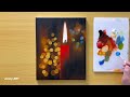 How to Draw a Christmas Candle / Acrylic Painting on Black Canvas