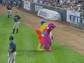 Famous Chicken battles Barney in a dance-off!