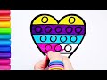 Rainbow Heart Pop It Drawing, Painting and Coloring for Kids, Toddlers|How to Draw Easy Heart Pop It