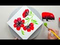 (721) Beautiful red flowers | with water drop puff | Easy Painting for beginners | Designer Gemma77