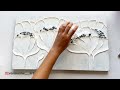 DIY White Flower Texture Art On Canvas 3D Flower Texture Painting Wall decor Ideas | Gold Leaf Art