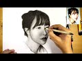 charcoal pencil sketch kaise banaye || Portrait sketch drawing with charcoal pencil || easy drawing