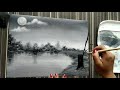 Easy Black & White Landscape Painting Tutorial for Beginners|| Acrylic Painting Techniques