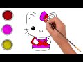 Hello Kitty, Drawing Coloring And Learning To Recognize Colors For Children & Toddlers