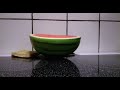 Waffle spinning on watermelon causes explosion