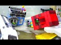 lego dam breach experiment -  tsunami in a small lego city blew away a gas station