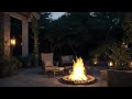 Court Yard Night Relaxing with Jazz Music | Crackling Cozy Fireplace | Brown Noise | Sleep| Meditate