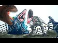 Indominus vs Mosasaurus vs Trex vs Blue Drawing | Jurassic World best moment