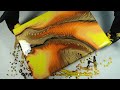 Fiery Colors and Gold— Idea for Fluid Art —  Painting Process